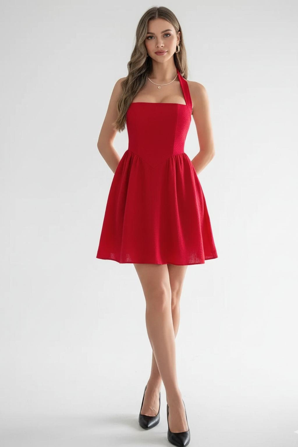 Elegant halter neck mini dress