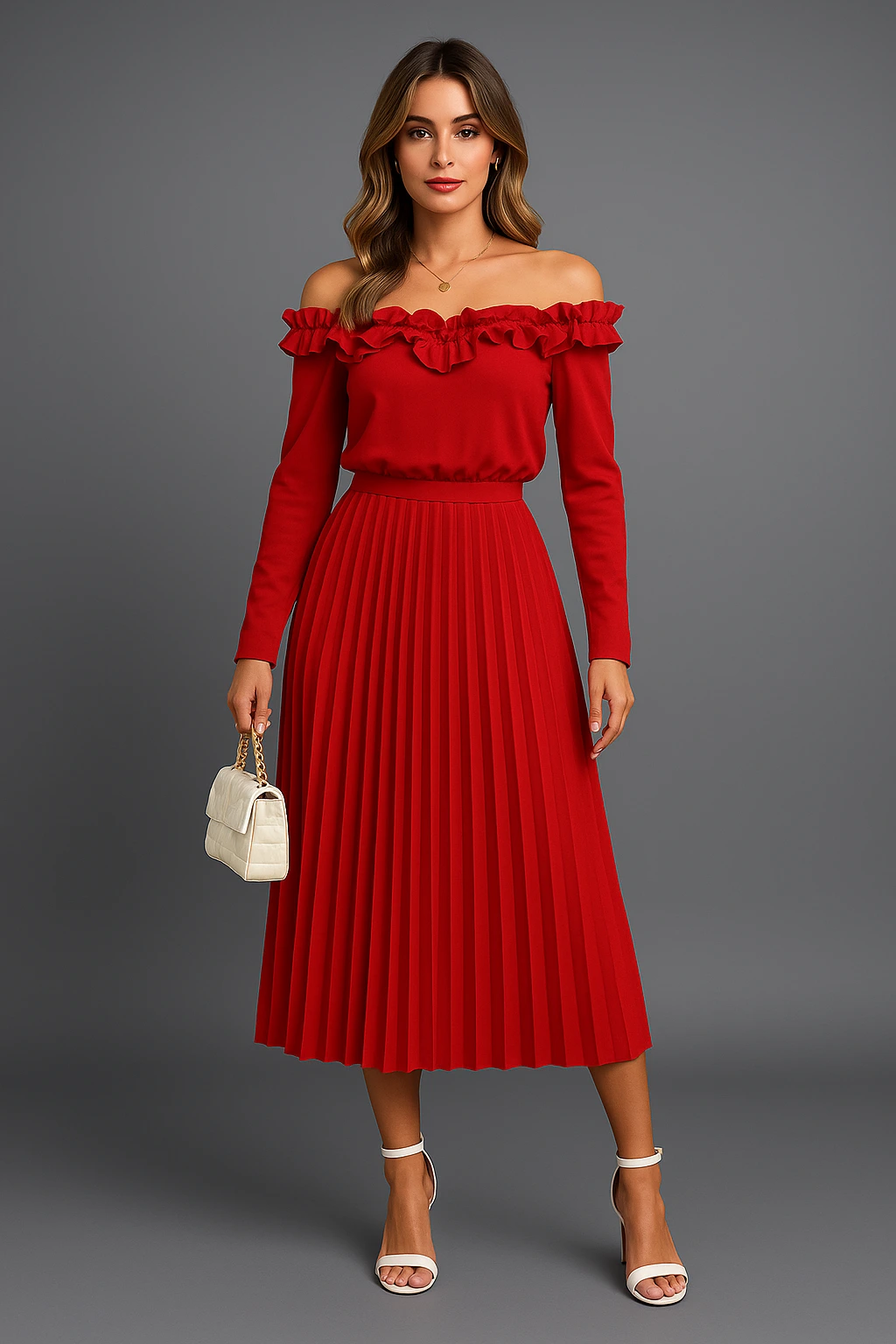 Long sleeve solid color dress