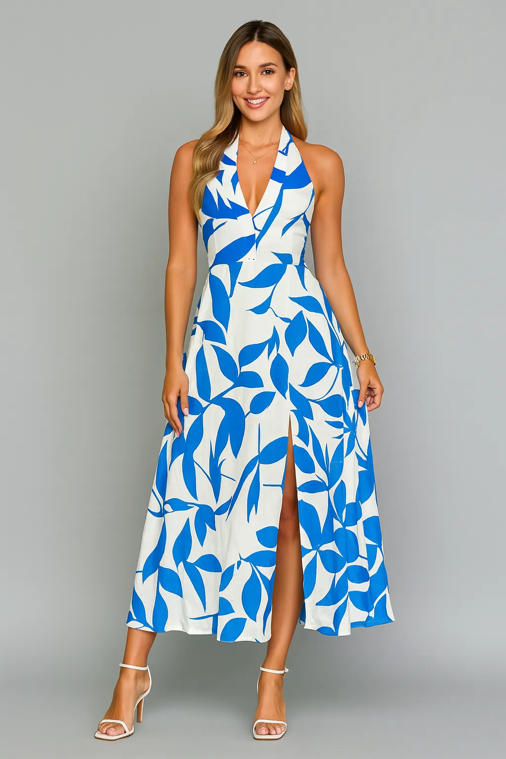 Halter neck backless dress