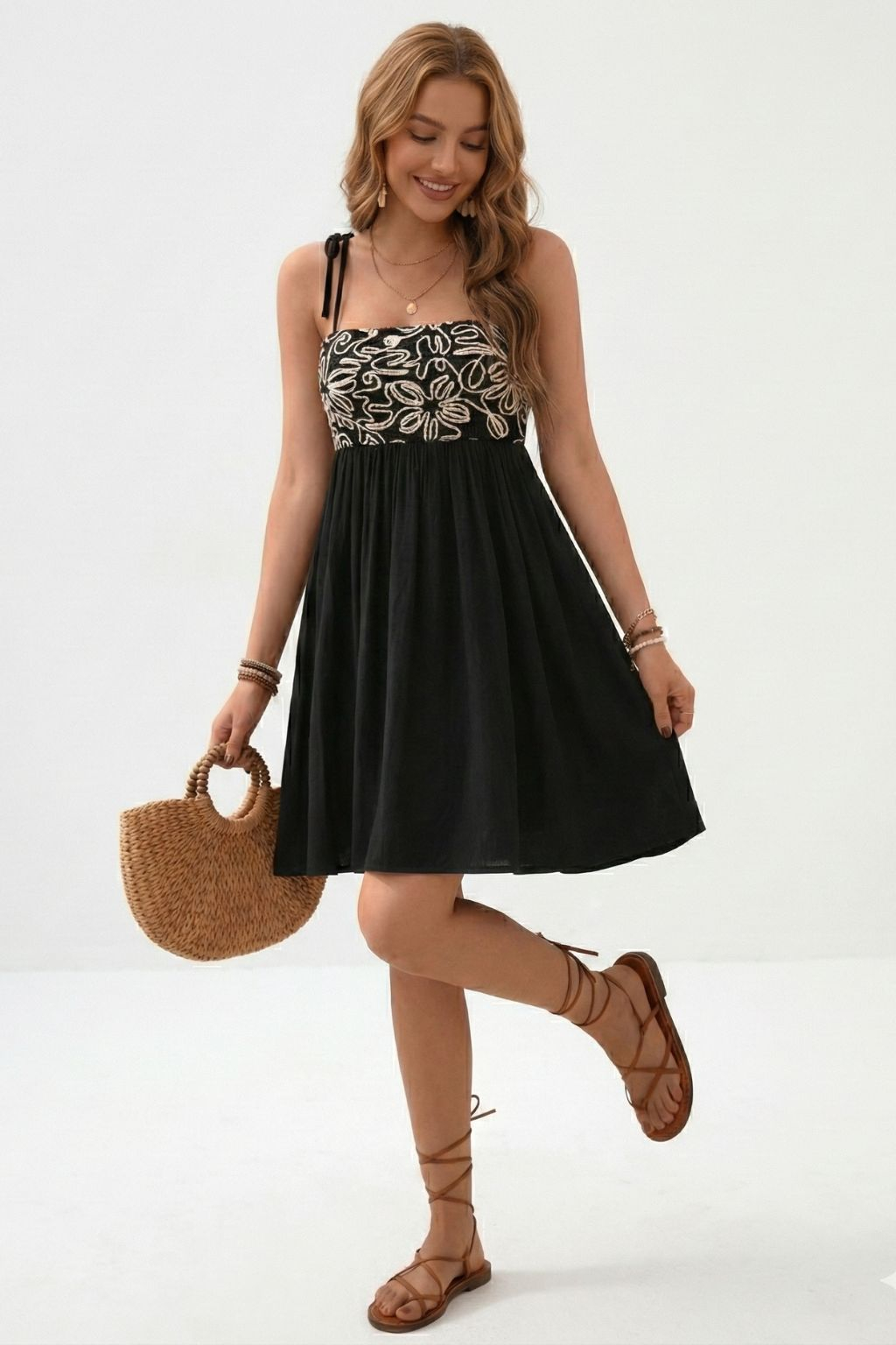 Floral patchwork sleeveless dress