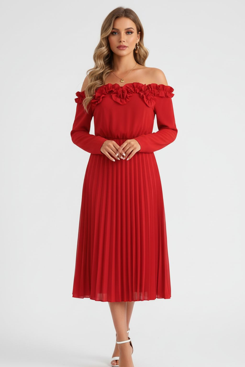 Long sleeve solid color dress