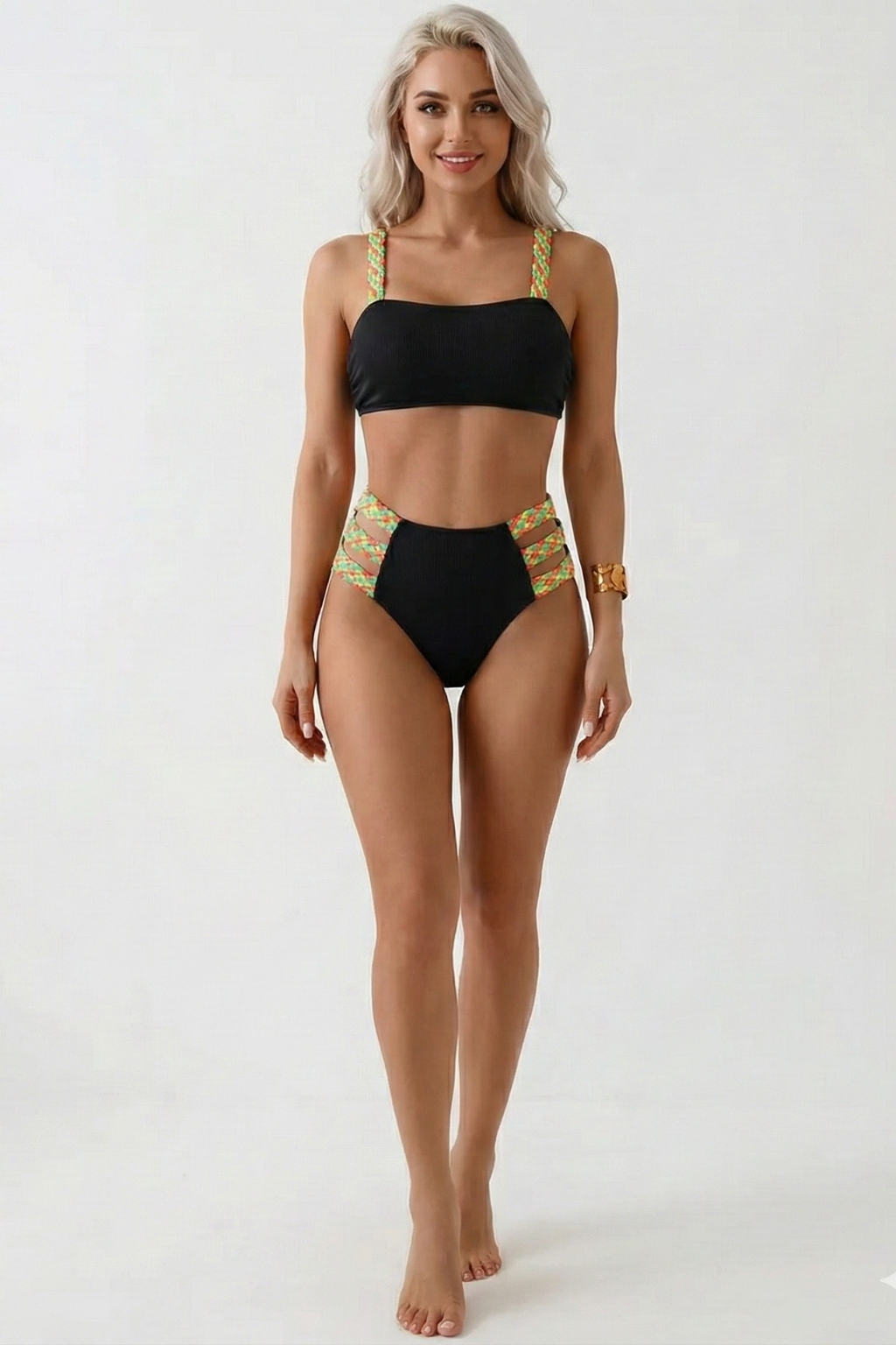 Multicolor mixed style braided bikini