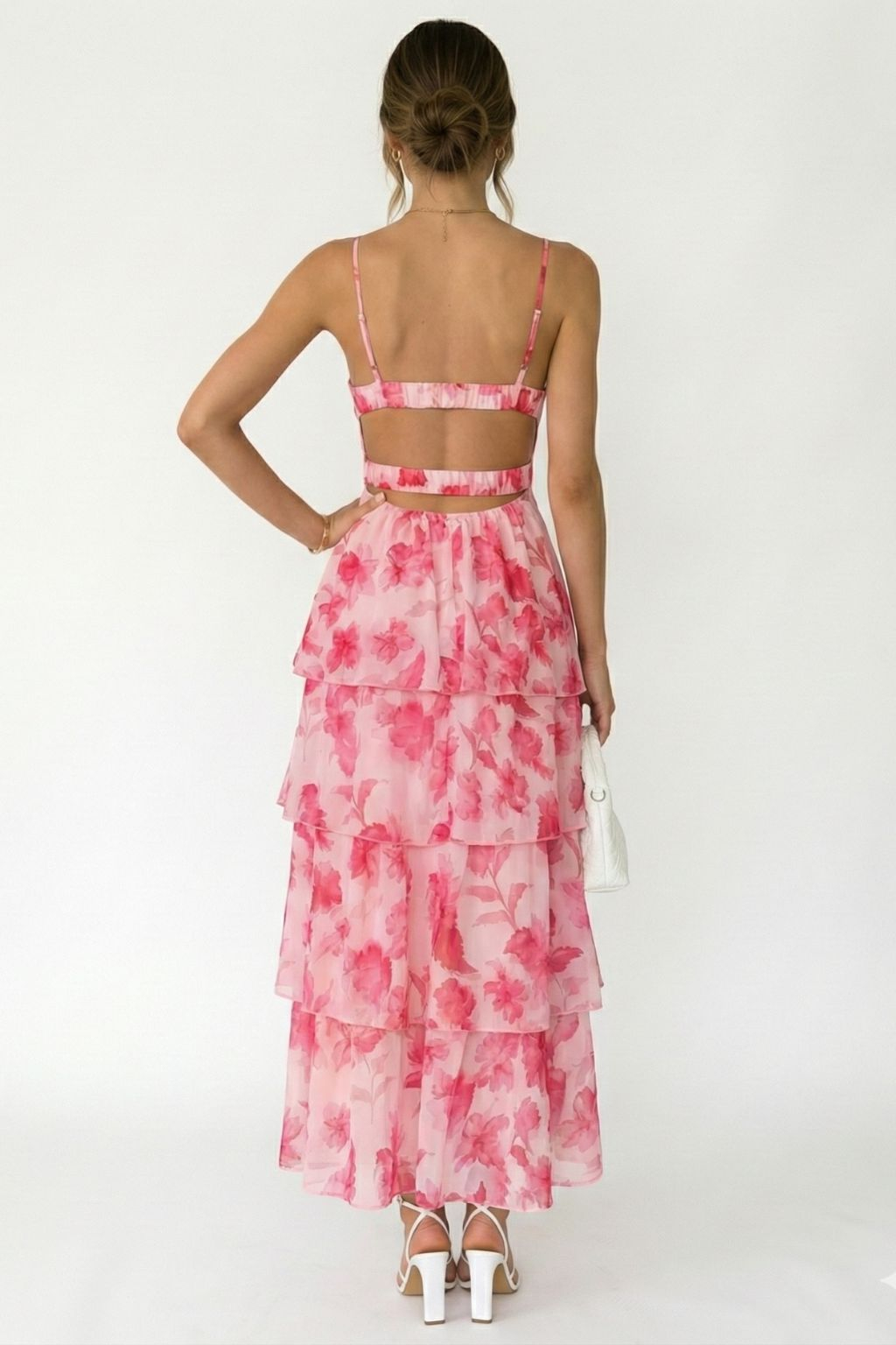 Pink flower layered dress