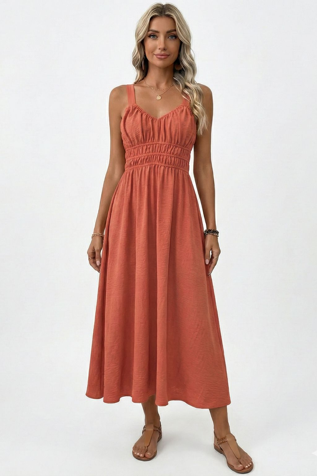 Sleeveless Strapless Pleated Dress