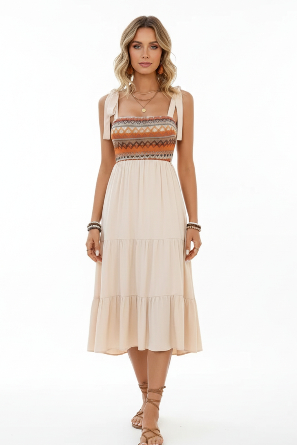 A-line stitching ethnic style dress