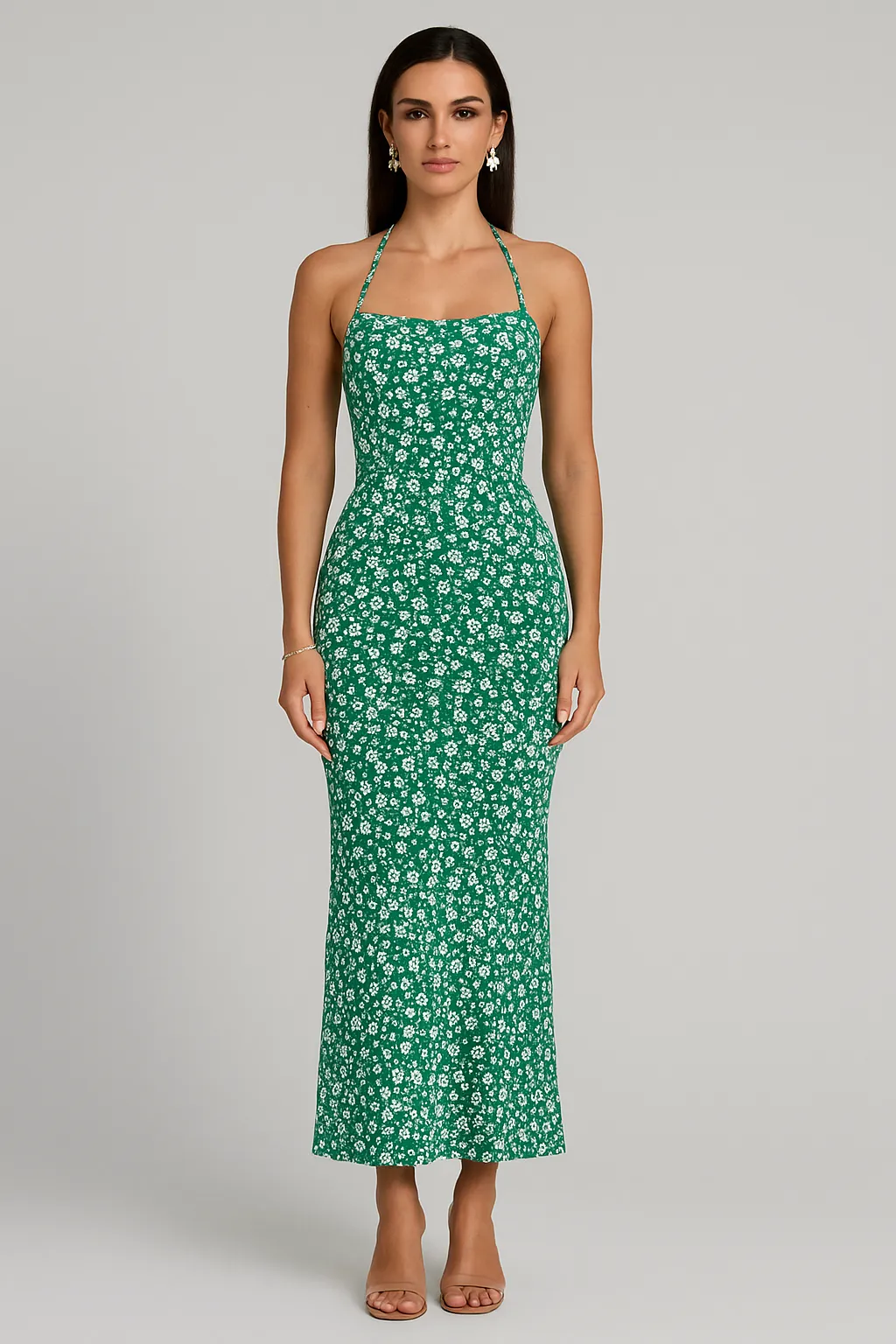 Backless Bodycon Floral Maxi Dress