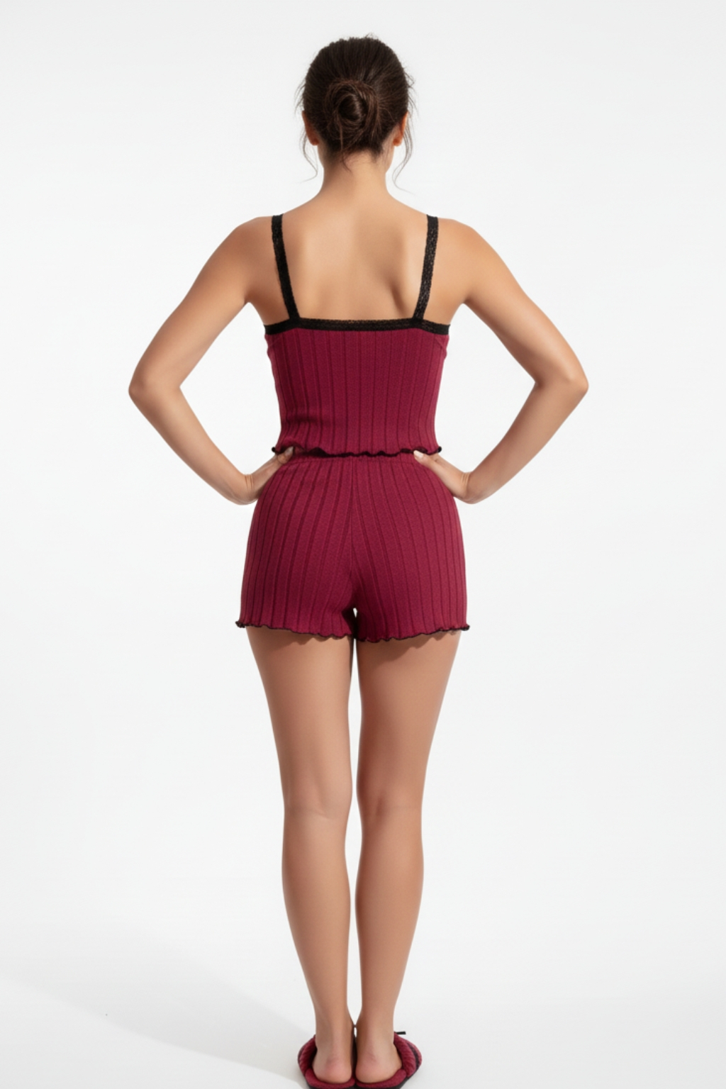 Edge suspender shorts stretch pajamas set