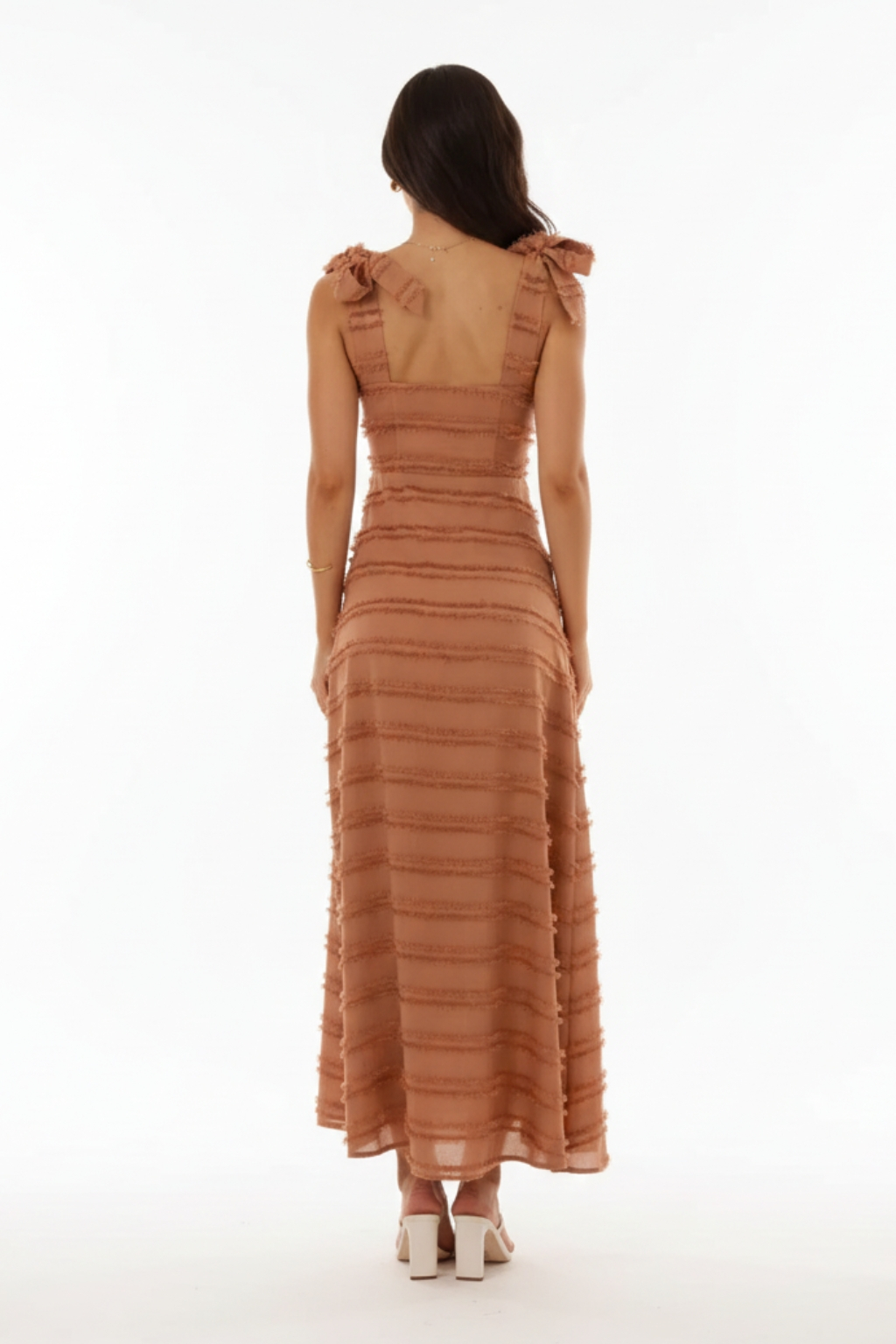 Elegant V-Neck Textured Maxi Dress