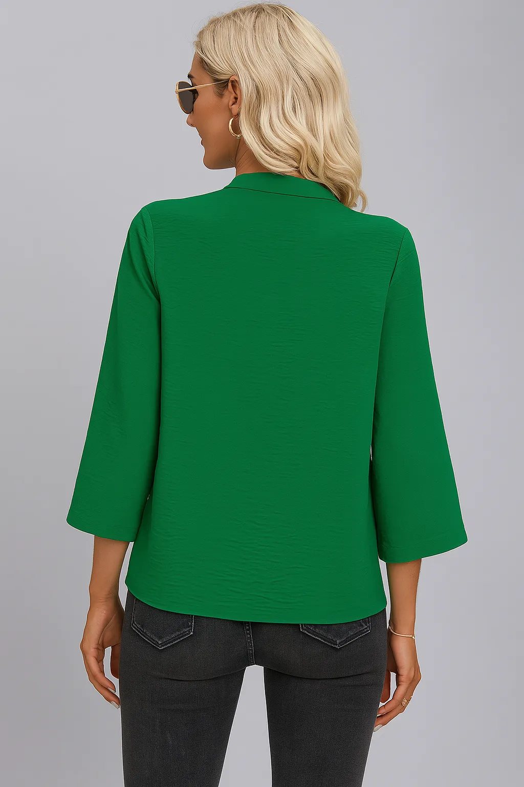 V Neck Loose Rolled Long Sleeve Top