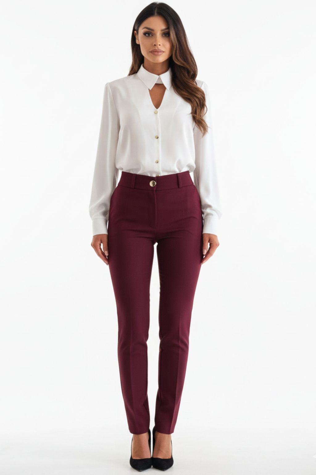 Long Sleeve Lapel Cutout Shirt