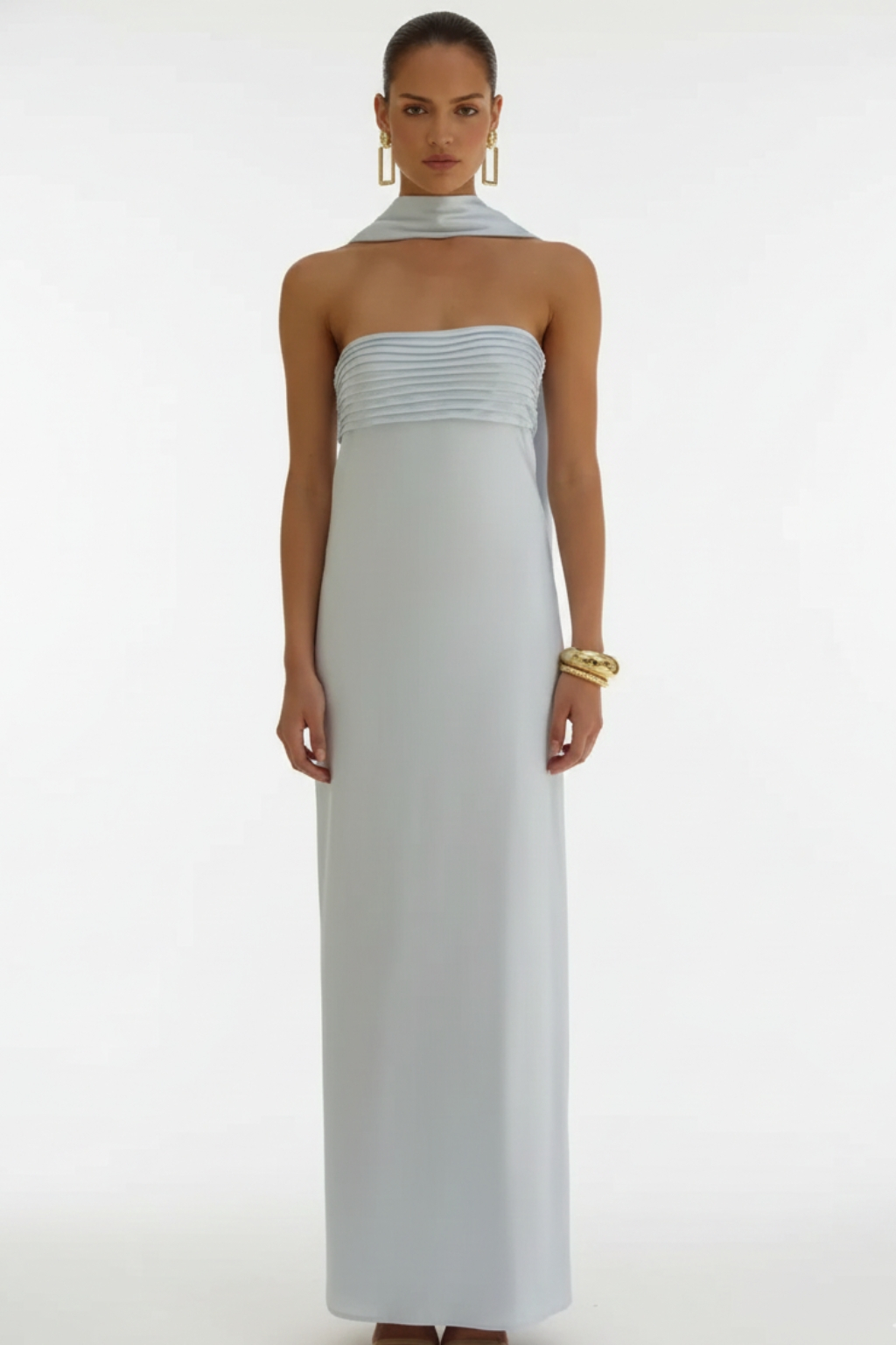 Satin Lace-Up Tube Dress