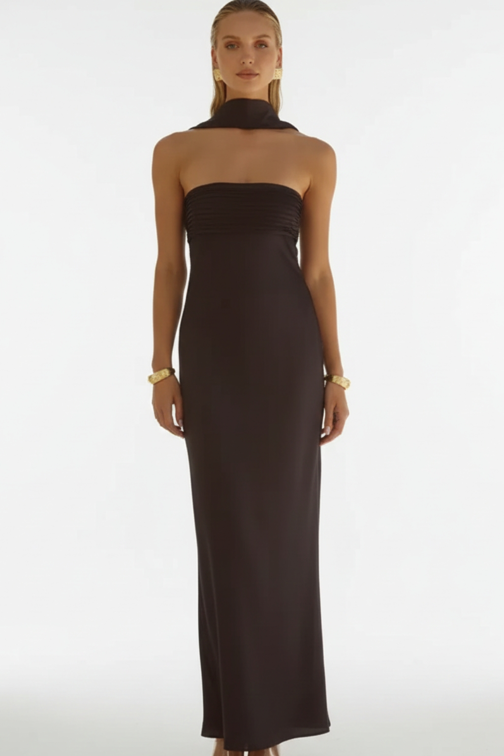 Satin Lace-Up Tube Dress