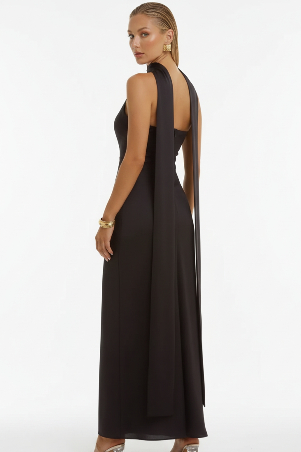 Satin Lace-Up Tube Dress