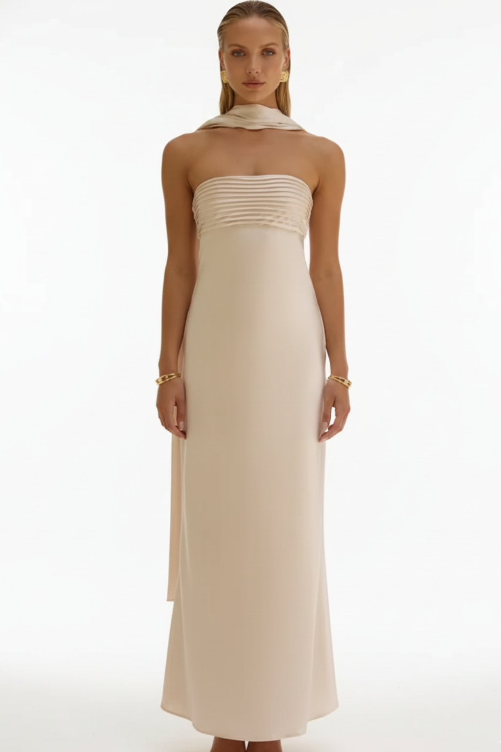 Satin Lace-Up Tube Dress