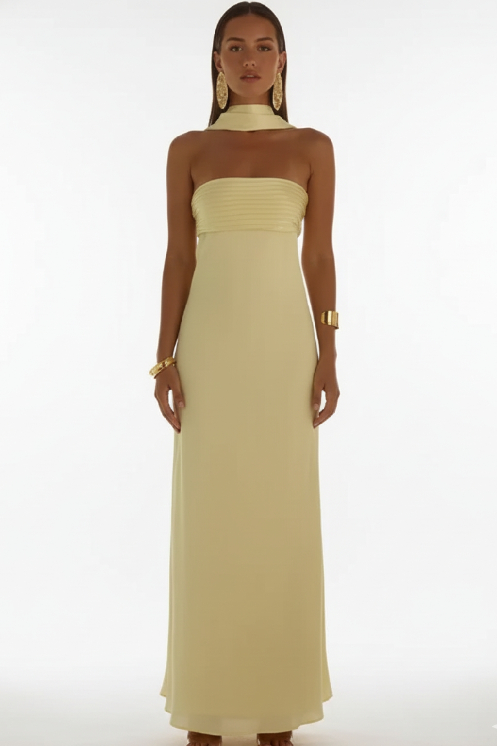 Satin Lace-Up Tube Dress