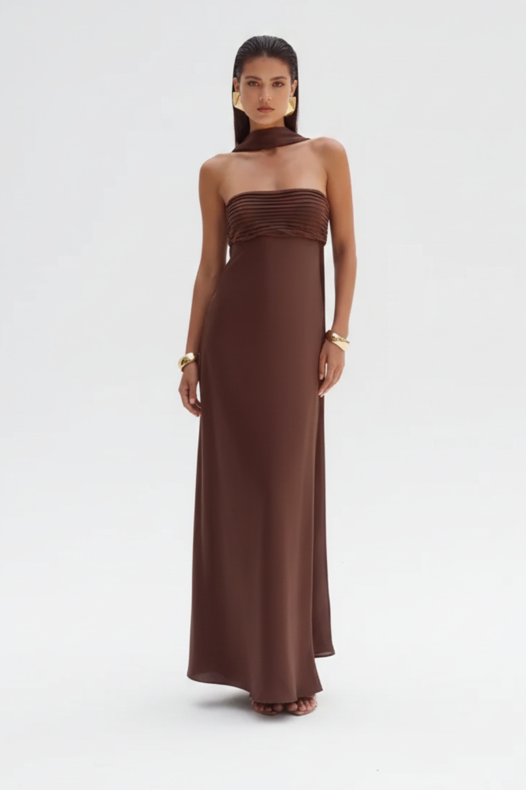 Satin Lace-Up Tube Dress