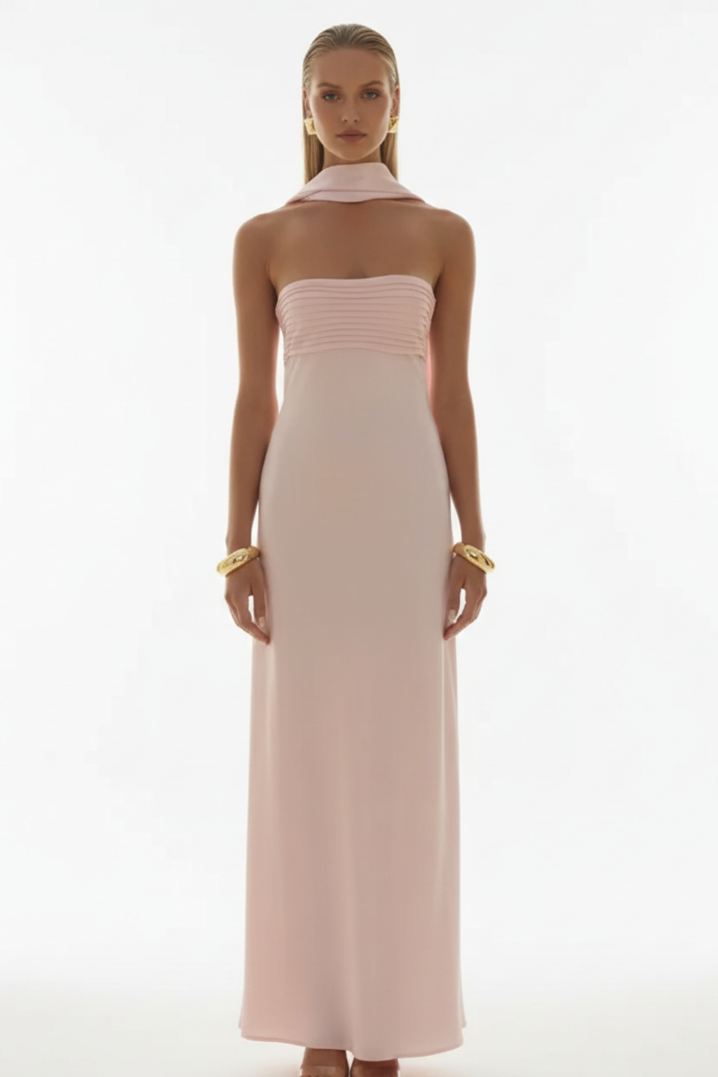 Satin Lace-Up Tube Dress