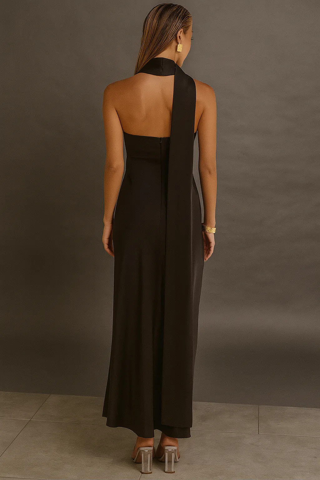 Satin Lace-Up Tube Dress