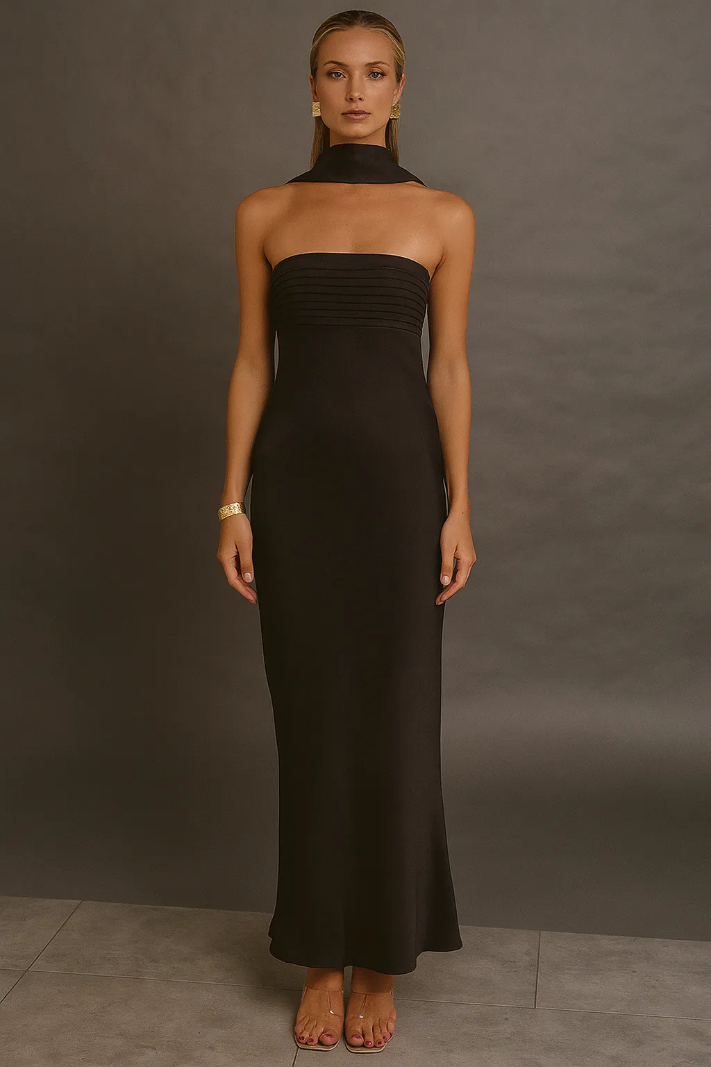 Satin Lace-Up Tube Dress