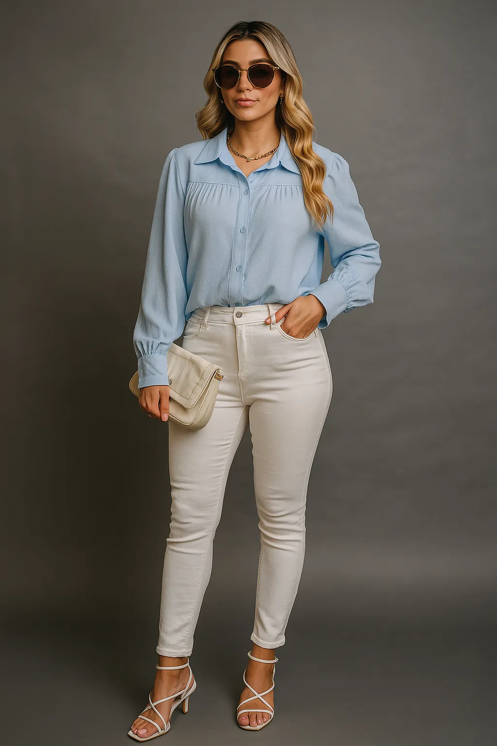 Long-sleeved button-down shirt