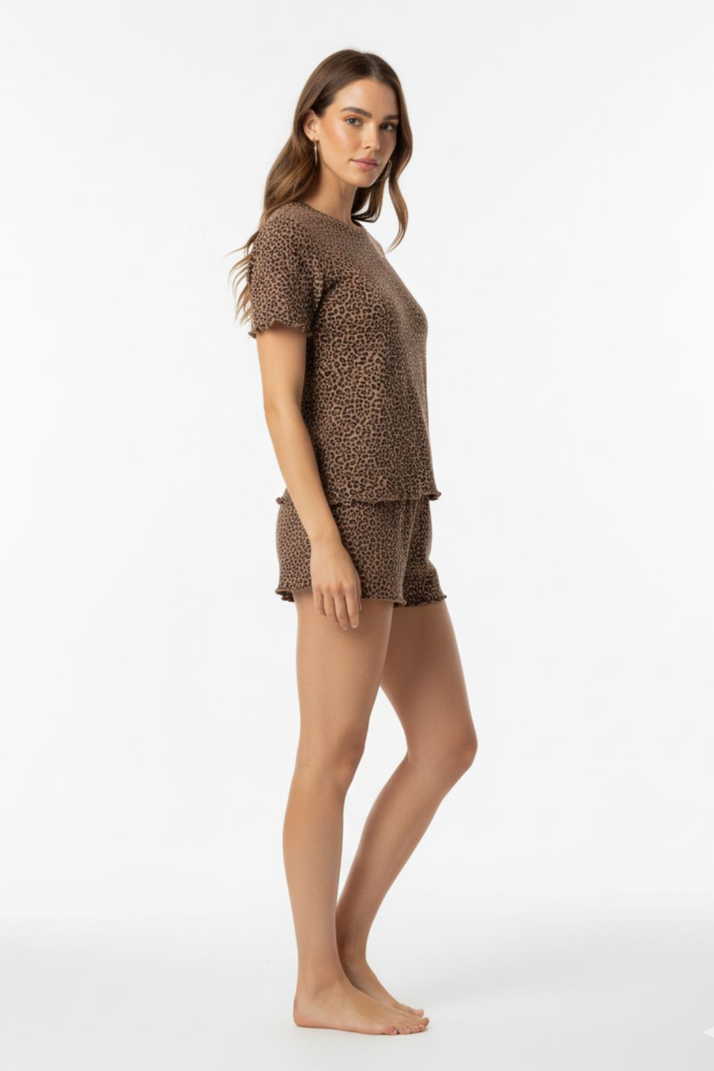 Leopard Home Clothes Round Neck Pajama Set