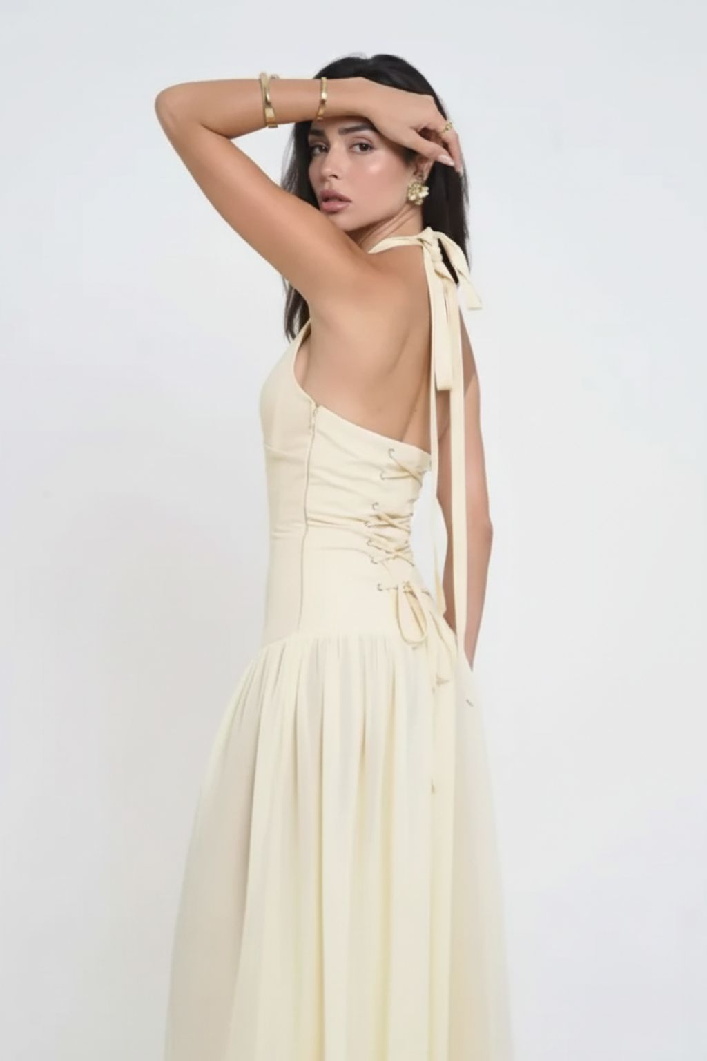 Starfish decoration splicing lace long dress