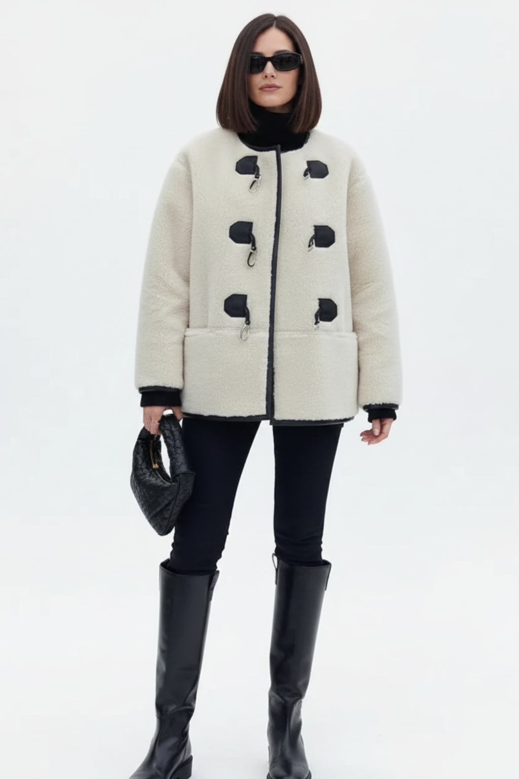 Cashmere Women's Metal Lock Design Jacket