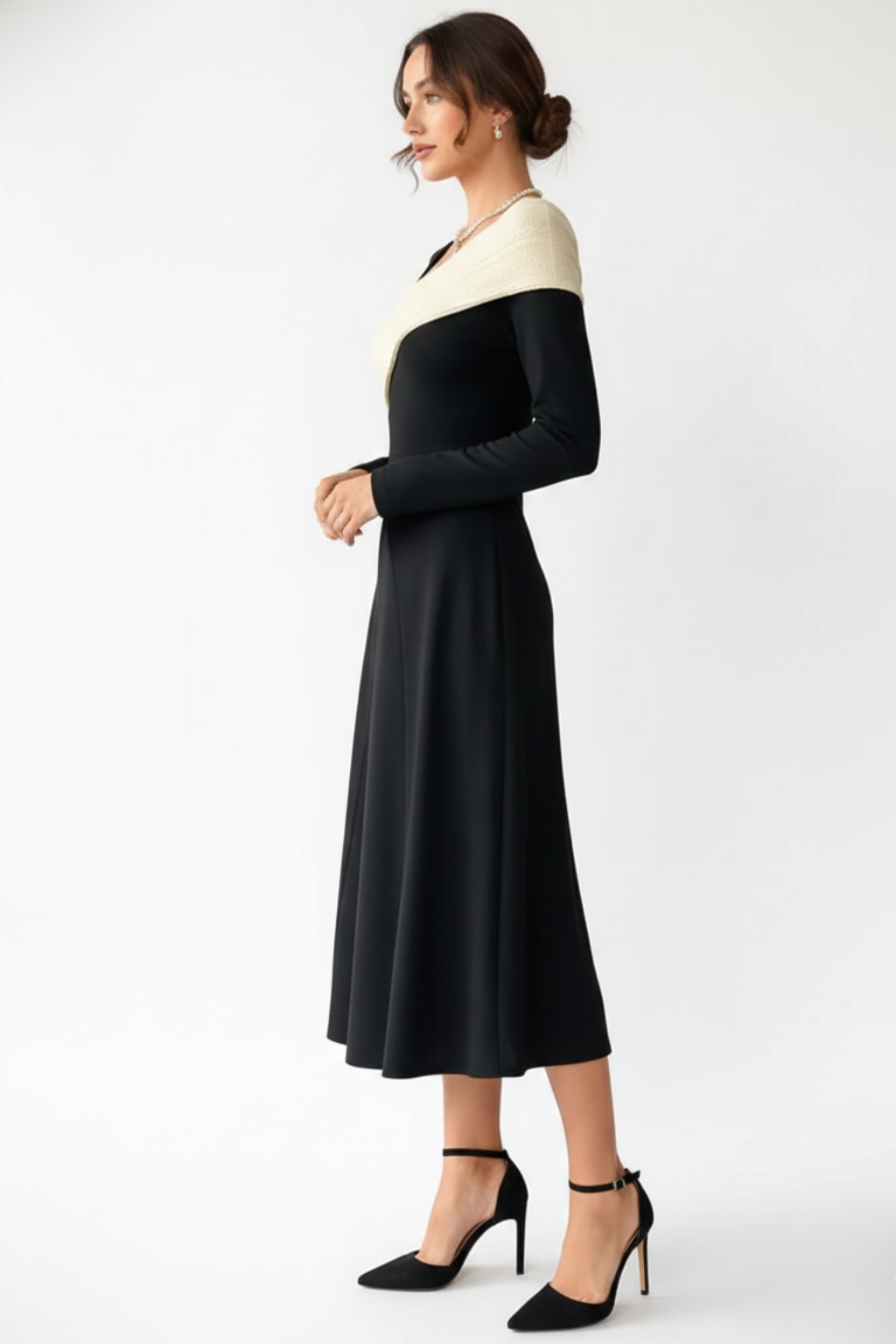 Elegant long sleeve midi dress