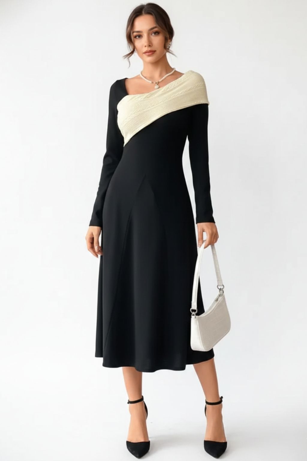 Elegant long sleeve midi dress